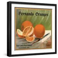 Fernando Oranges Brand - Fernando, California - Citrus Crate Label-Lantern Press-Framed Art Print