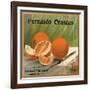 Fernando Oranges Brand - Fernando, California - Citrus Crate Label-Lantern Press-Framed Art Print