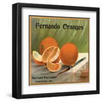 Fernando Oranges Brand - Fernando, California - Citrus Crate Label-Lantern Press-Framed Art Print