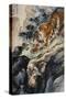 Ferocious Tiger Stalking a Mountain Path-Zhang Shanzi-Stretched Canvas