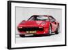 Ferrari 208 GTB Turbo Watercolor-NaxArt-Framed Art Print