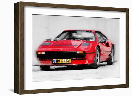 Ferrari 208 GTB Turbo Watercolor-NaxArt-Framed Art Print