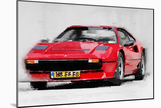 Ferrari 208 GTB Turbo Watercolor-NaxArt-Mounted Art Print