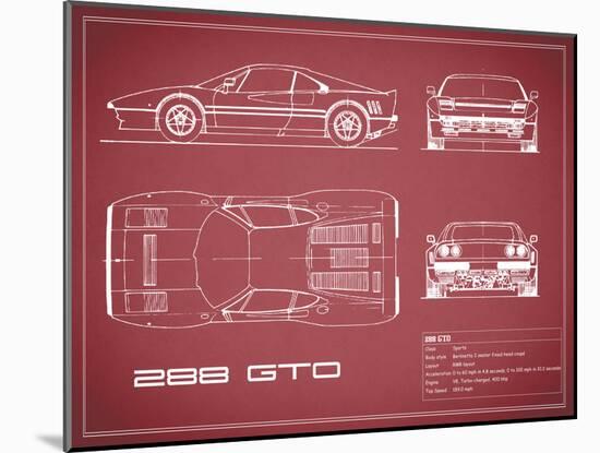 Ferrari 288-GTO-Maroon-Mark Rogan-Mounted Art Print