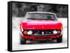 Ferrari 365 GTC4 Front Watercolor-NaxArt-Framed Stretched Canvas