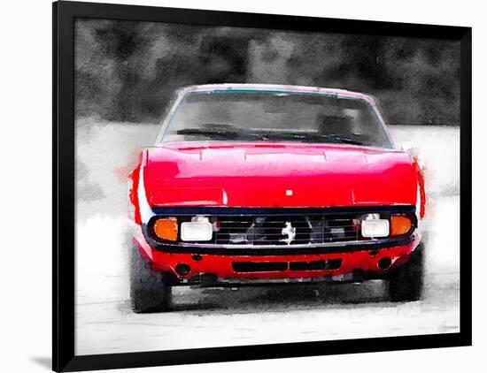 Ferrari 365 GTC4 Front Watercolor-NaxArt-Framed Art Print