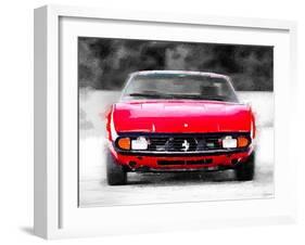 Ferrari 365 GTC4 Front Watercolor-NaxArt-Framed Art Print