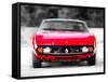 Ferrari 365 GTC4 Front Watercolor-NaxArt-Framed Stretched Canvas