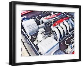 Ferrari 512 TR Testarossa Engine Watercolor-NaxArt-Framed Art Print