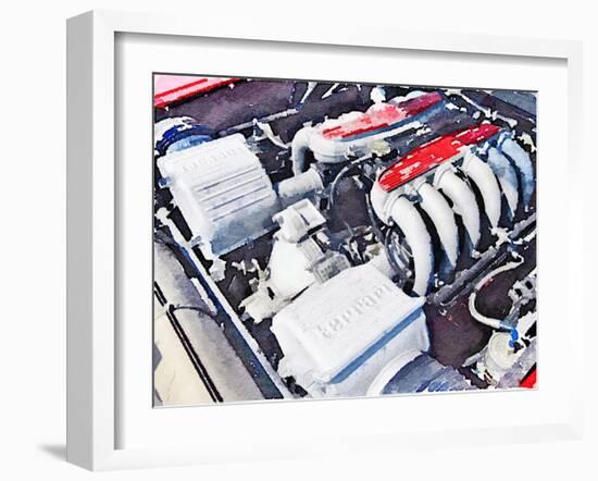 Ferrari 512 TR Testarossa Engine Watercolor-NaxArt-Framed Art Print