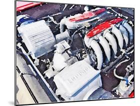 Ferrari 512 TR Testarossa Engine Watercolor-NaxArt-Mounted Art Print
