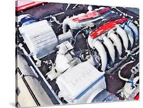 Ferrari 512 TR Testarossa Engine Watercolor-NaxArt-Stretched Canvas