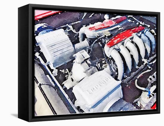 Ferrari 512 TR Testarossa Engine Watercolor-NaxArt-Framed Stretched Canvas