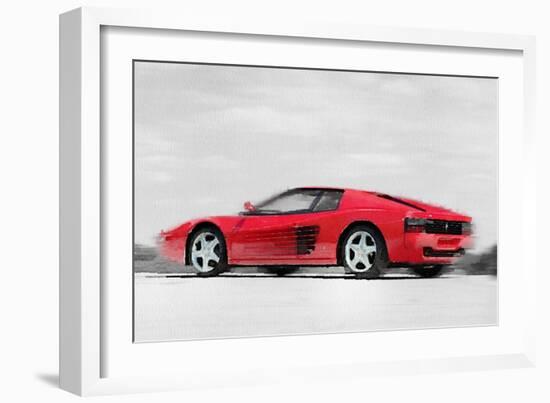 Ferrari 512 TR Testarossa Watercolor-NaxArt-Framed Art Print