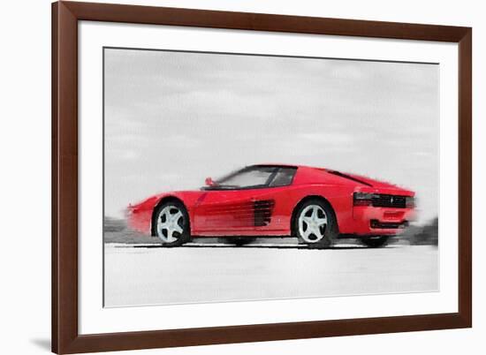 Ferrari 512 TR Testarossa Watercolor-NaxArt-Framed Art Print