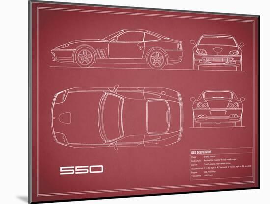 Ferrari 550-Maroon-Mark Rogan-Mounted Art Print