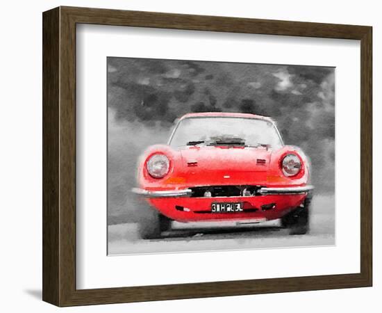 Ferrari Dino 246 GT Front Watercolor-NaxArt-Framed Art Print