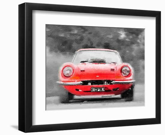 Ferrari Dino 246 GT Front Watercolor-NaxArt-Framed Art Print