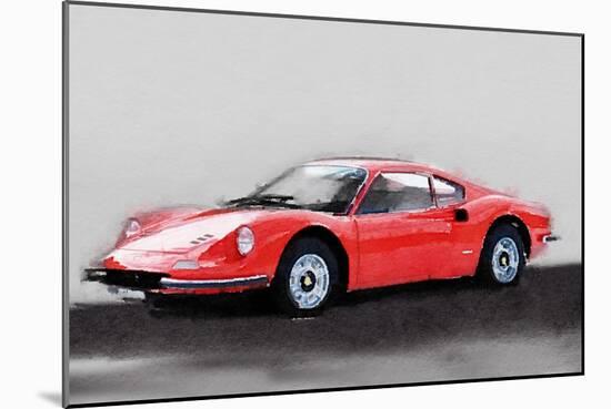 Ferrari Dino 246 GT Watercolor-NaxArt-Mounted Art Print