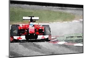 Ferrari F1 on Track Watercolor-NaxArt-Mounted Art Print