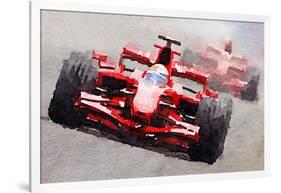 Ferrari F1 Race Watercolor-NaxArt-Framed Art Print