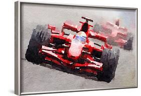 Ferrari F1 Race Watercolor-NaxArt-Framed Art Print