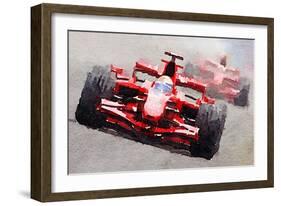 Ferrari F1 Race Watercolor-NaxArt-Framed Art Print