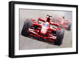 Ferrari F1 Race Watercolor-NaxArt-Framed Art Print