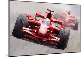 Ferrari F1 Race Watercolor-NaxArt-Mounted Art Print