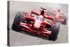 Ferrari F1 Race Watercolor-NaxArt-Stretched Canvas