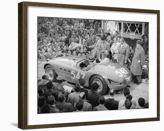 Ferrari of Giannino Marzotto, Mille Miglia, Italy, 1953-null-Framed Photographic Print