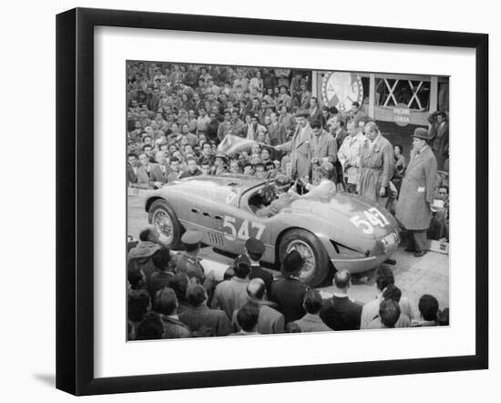 Ferrari of Giannino Marzotto, Mille Miglia, Italy, 1953-null-Framed Photographic Print