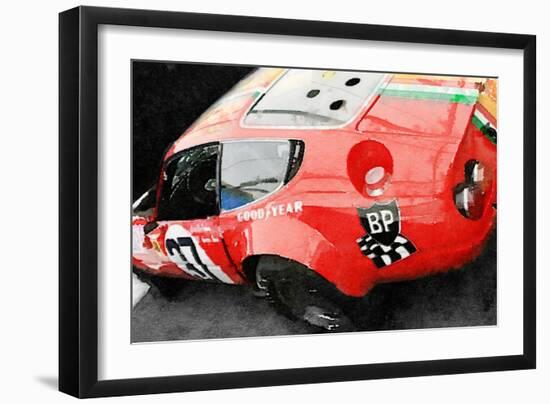 Ferrari Reear Detail Watercolor-NaxArt-Framed Art Print