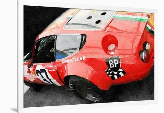 Ferrari Reear Detail Watercolor-NaxArt-Framed Art Print