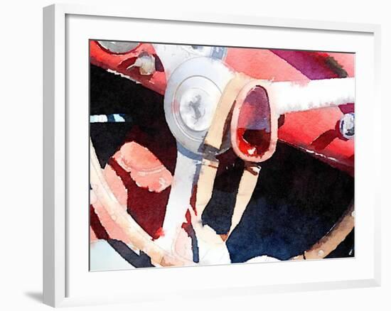 Ferrari Steering Wheel Watercolor-NaxArt-Framed Art Print
