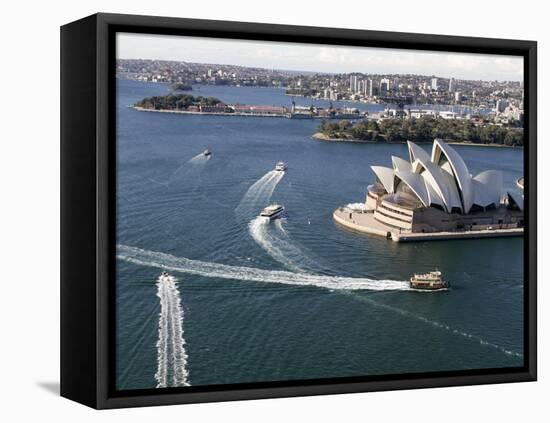 Ferries Pass the Sydney Opera House-null-Framed Stretched Canvas