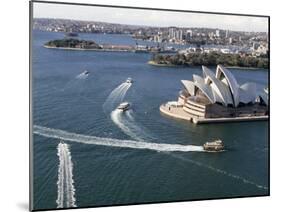 Ferries Pass the Sydney Opera House-null-Mounted Premium Photographic Print