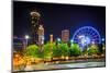 Ferris Wheel and Buildings Seen from Olympic Centennial Park at Night in Atlanta, Georgia.-Jon Bilous-Mounted Photographic Print