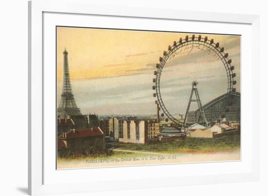 Ferris Wheel and Eiffel Tower-null-Framed Art Print