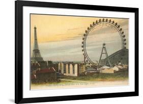 Ferris Wheel and Eiffel Tower-null-Framed Art Print