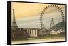 Ferris Wheel and Eiffel Tower-null-Framed Stretched Canvas