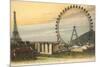 Ferris Wheel and Eiffel Tower-null-Mounted Premium Giclee Print