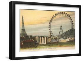 Ferris Wheel and Eiffel Tower-null-Framed Art Print