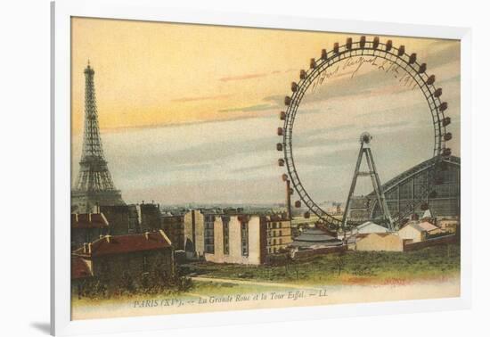 Ferris Wheel and Eiffel Tower-null-Framed Art Print