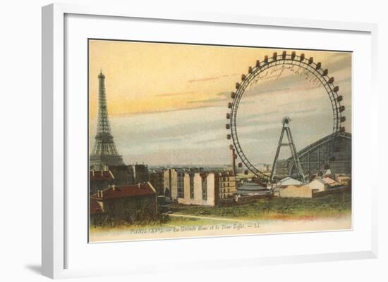 Ferris Wheel and Eiffel Tower-null-Framed Art Print