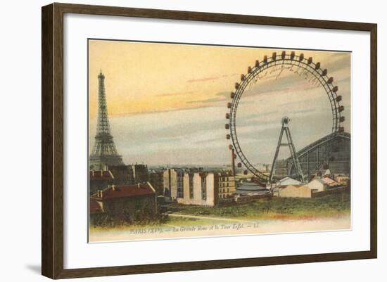 Ferris Wheel and Eiffel Tower-null-Framed Art Print