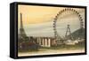 Ferris Wheel and Eiffel Tower-null-Framed Stretched Canvas