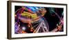 Ferris Wheel and various other funfair rides at night at Nottingham's Goose Fair, Nottingham, Notti-Frank Fell-Framed Photographic Print