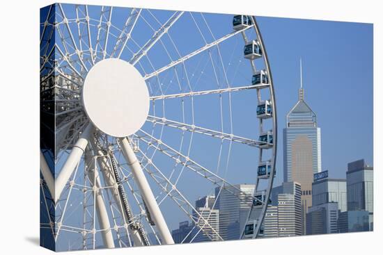 Ferris Wheel and Wan Chai Skyline, Hong Kong Island, Hong Kong, China, Asia-Ian Trower-Stretched Canvas