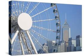 Ferris Wheel and Wan Chai Skyline, Hong Kong Island, Hong Kong, China, Asia-Ian Trower-Stretched Canvas